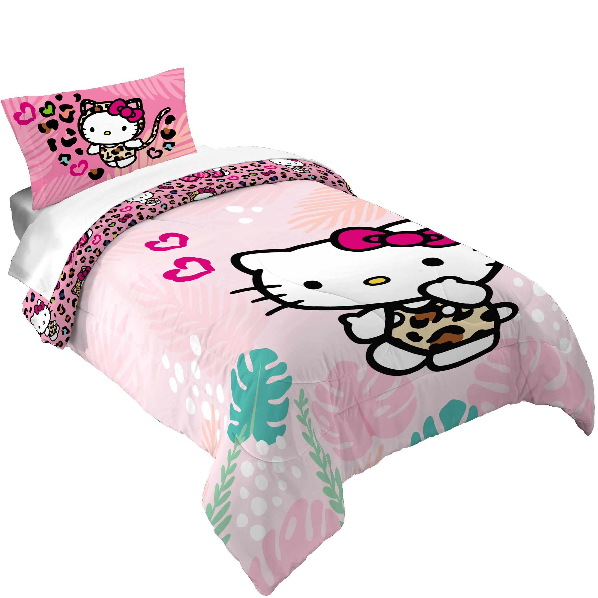 Hello Kitty 2-Piece Kids Reversible Comforter Set, Twin/Full, Pink photo 1