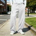 thumbnail image 6 of Men's Casual Baggy Sweatpants Wide Leg Golf Travel Pants Streetwear Joggers with Back Pockets Size 3XL White, 6 of 9