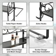 thumbnail image 3 of Folding Over Toilet Storage Shelf with Hooks and Paper Holder - Black, 3 of 5