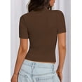 thumbnail image 5 of Remera PRETTYGARDEN 2025 de Punto Canalé Ajustada Marrón XL, 5 of 5