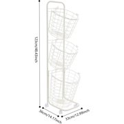 Laundry Basket with Wheels 3 Tier Rolling Laundry Hamper with 3 Removable Wire Basket Metal Laundry Cart for Room Organizer White