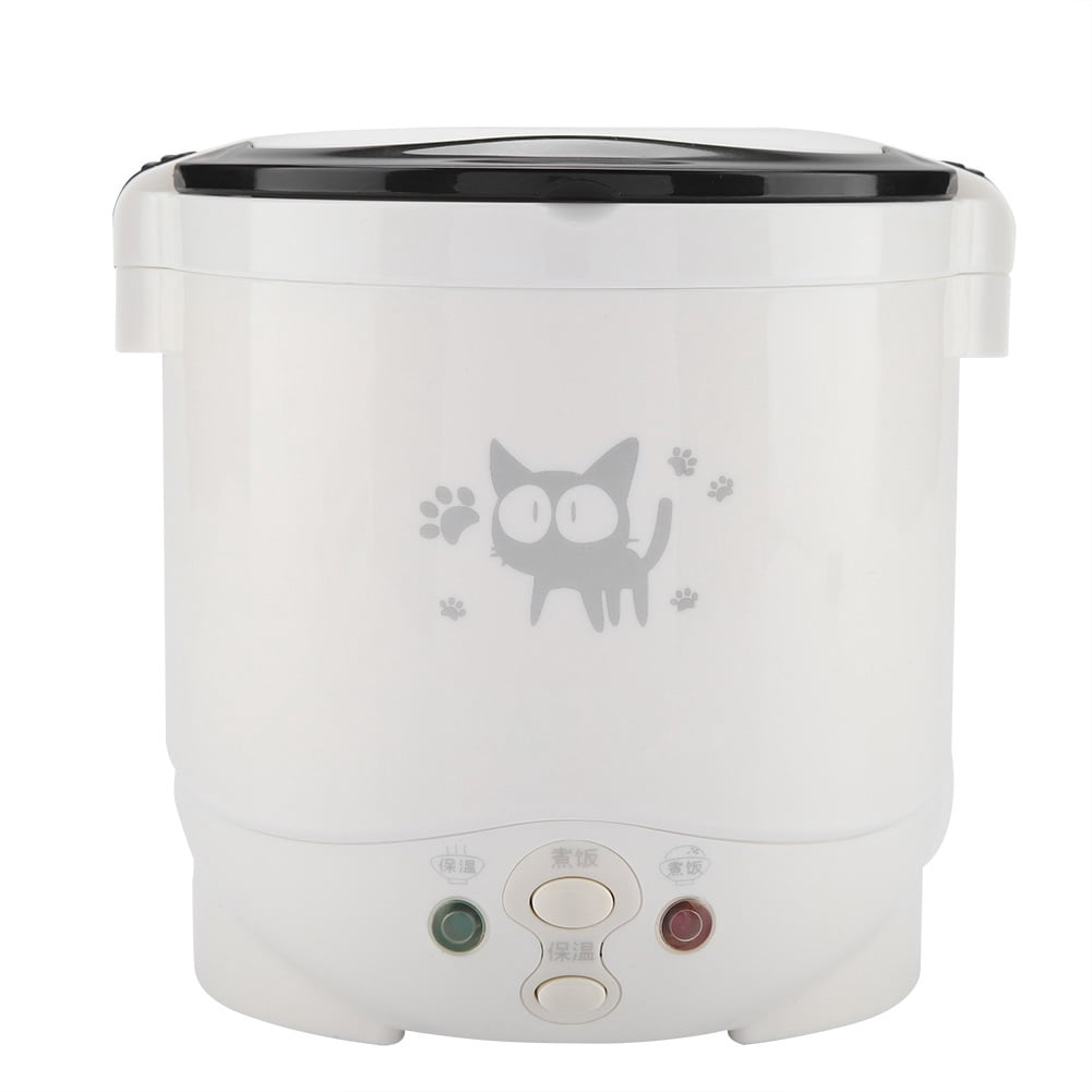 BOKYAN 12V 100W Portable Electric Rice Cooker for Car, 1L Capacity Multifunctional Food Steamer with Non-stick Coating, White - 6.2 x 6.2 x 6.1 inches / 15.7 x 15.7 x 15.5 cm