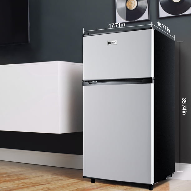 WANAI 3.5 Cu ft Two Door Mini Fridge with Freezer for