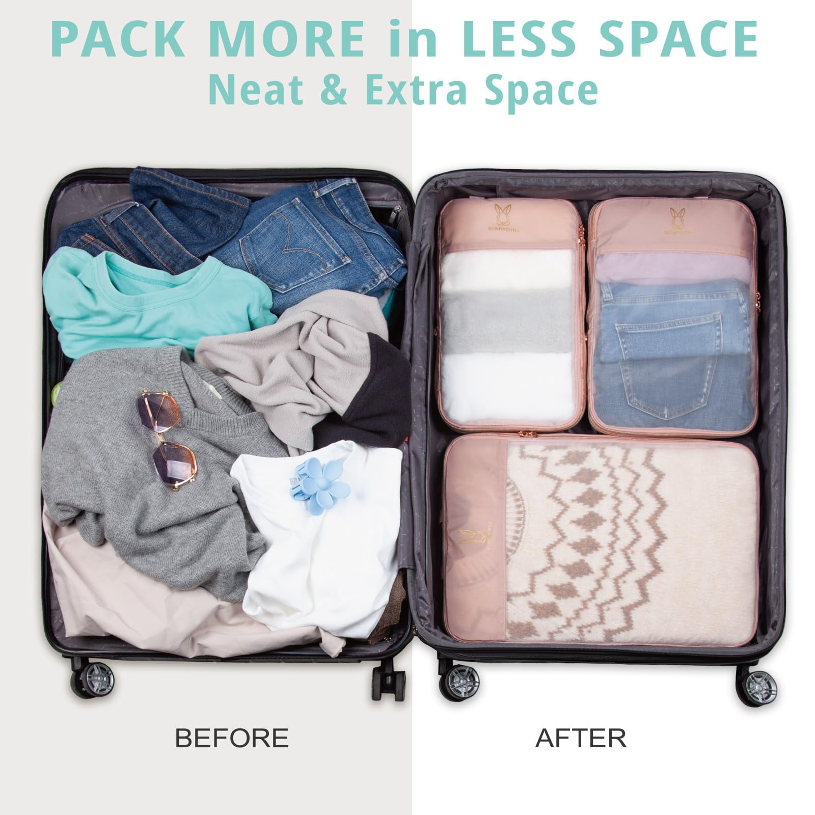 TRIPGEAR 6 Set Mesh Travel Packing Cubes,Lightweight Organizer Bags for Luggage Storage
