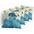 thumbnail image 5 of Ambesonne Cartoon Throw Pillow Cover 4 Pack, Smiling Whale and Lines, 16", Dark Blue Blue, 5 of 7