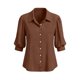thumbnail image 4 of Neewe Womens Button Down Shirts Plain Lapel 3/4 Sleeve Tops Elegant Dressy Blouses Business Casual Outfits, 4 of 5