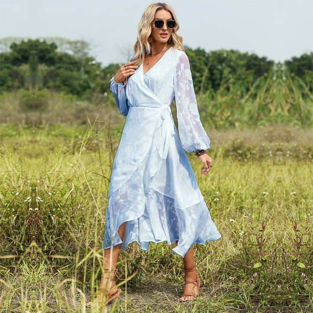 100% Polyester Bohemian Beach Vacation Tie-waist Jacquard Dress