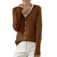 thumbnail image 2 of Resicozy Women's Classic Long Sleeve Knit Cardigan Sweaters Casual Solid Open Front Button Down Cardigans Coffee L, 2 of 4