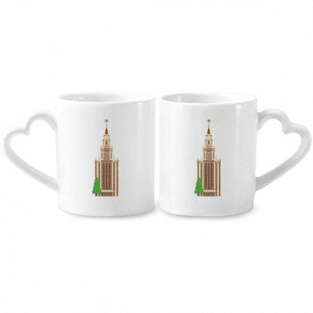 

Russia Illustration Landmark National Symbol Couple Porcelain Mug Set Cerac Lover Cup Heart Handle
