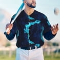 thumbnail image 4 of Fotbe Blue Marble And Gold Baseball Jersey Shirt for Men and Women, Casual Short Sleeves Button Down T-Shirt-3X-Large, 4 of 9