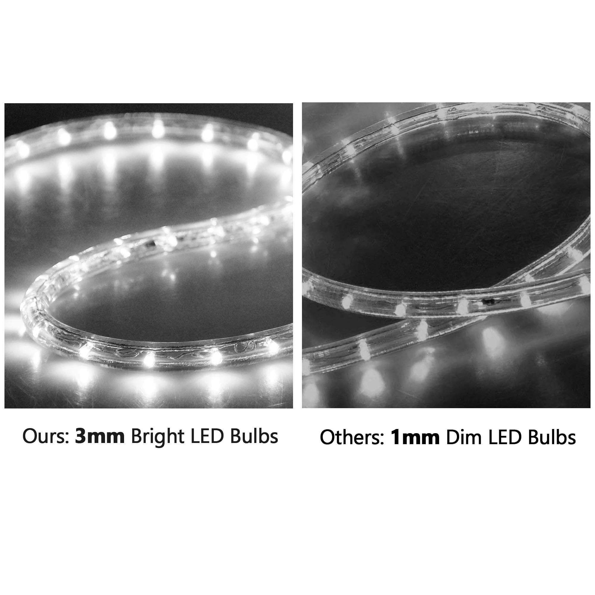 DELight 50Ft Rope Light 540 LED Waterproof String Lighting Outdoor Flexible Cuttable 2 Wire Deck Stair Backyard Pool Holiday Party Decoration White