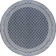 thumbnail image 3 of 8ft Round Water Resistant, Large Indoor Outdoor Rugs for Patios, Front Door Entry, Entryway, Deck, Porch, Balcony | Outside Area Rug for Patio | Navy, Diamond | Size: 7'11'' Round, 3 of 6
