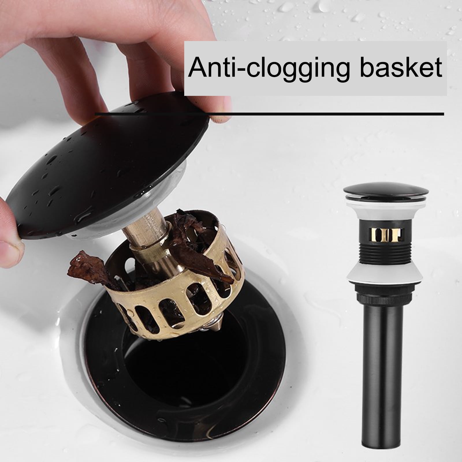 Vessel Sink Drain PopsUp Drain Without Overflow With Strainer Holder