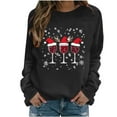 thumbnail image 3 of Meichang Sweatshirts à Col Rond pour Femmes Chandail de Noël Imprimé Verre de Vin Manches Longues Automne Hiver Hauts de Fête Familiale, 3 of 6