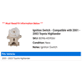 thumbnail image 2 of Ignition Switch - Compatible with 2001 - 2003 Toyota Highlander 2002, 2 of 2