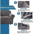 thumbnail image 3 of Modern Velvet Plush 4 Piece High Stretch Sofa Slipcover Furniture Protector Form Fit Luxury Thick Sofa Cover, Machine Washable, 3 of 6