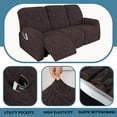 thumbnail image 2 of TOPCHANCES Stretch Recliner Chair Covers, 4 Pieces Jacquard Fabric Armhair Loveseat Slipcover, Non-slip Couch Protector, Friendly to Pets (Chocolate, For Armhair ), 2 of 12