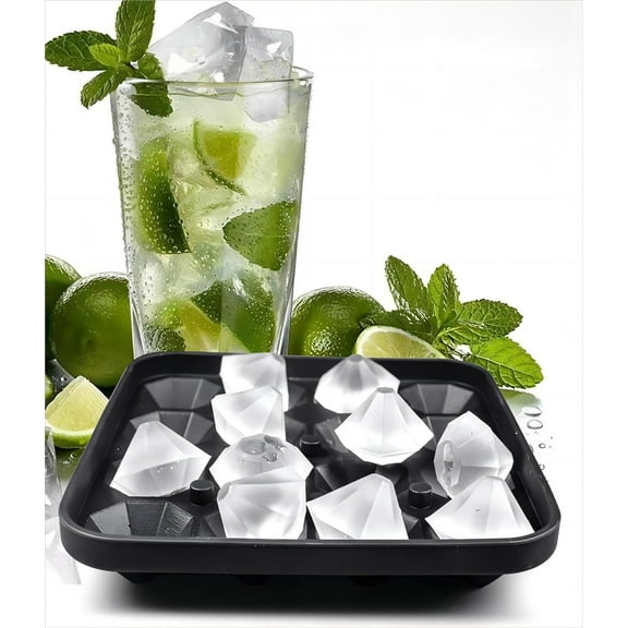 Tiny Diamond Ice Molds Fun Shapes, Small Diamond-Shaped Silicone Ice Cube Trays 16 Cubes Tray, Easy Release, BPA-Free and Stackable, Mini Ice Cube Trays with Lid