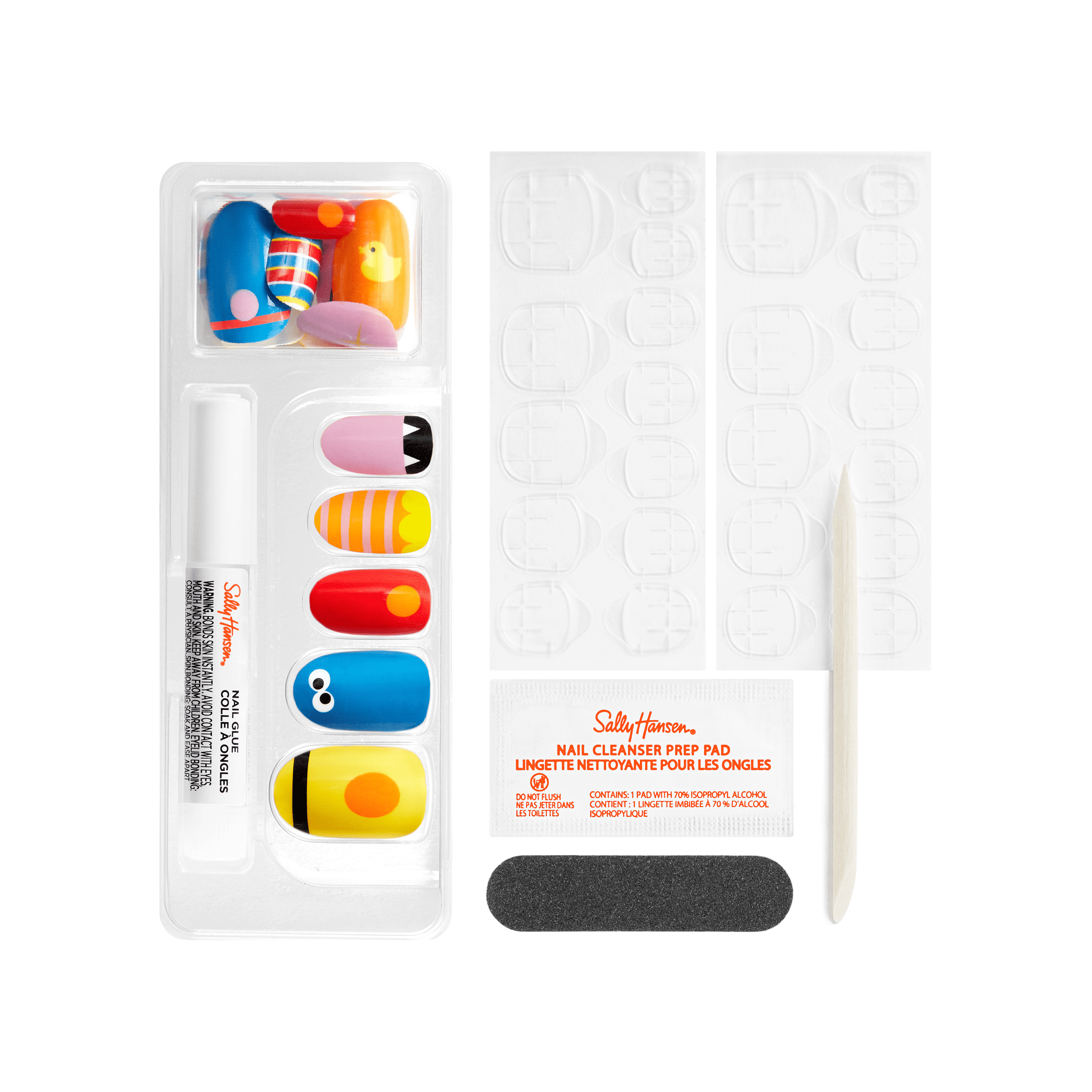 Sally Hansen Perfect Manicure Press on Nail Kit, Oval, 123 Sesame Street, 24pcs