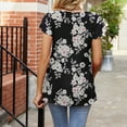 thumbnail image 6 of Summer Saving Wycnly Womens Tops Summer Short Sleeve Slash Neck Floral Print Tee Shirts Beach Lightweight Fashion Pleated Hem Tunic Blouses White l Under $5, 6 of 7