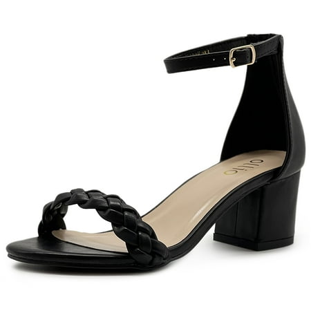 

Ollio Women s Shoes Faux Leather Chunky Mid Heel Ankle Strap Heeled Sandals H203