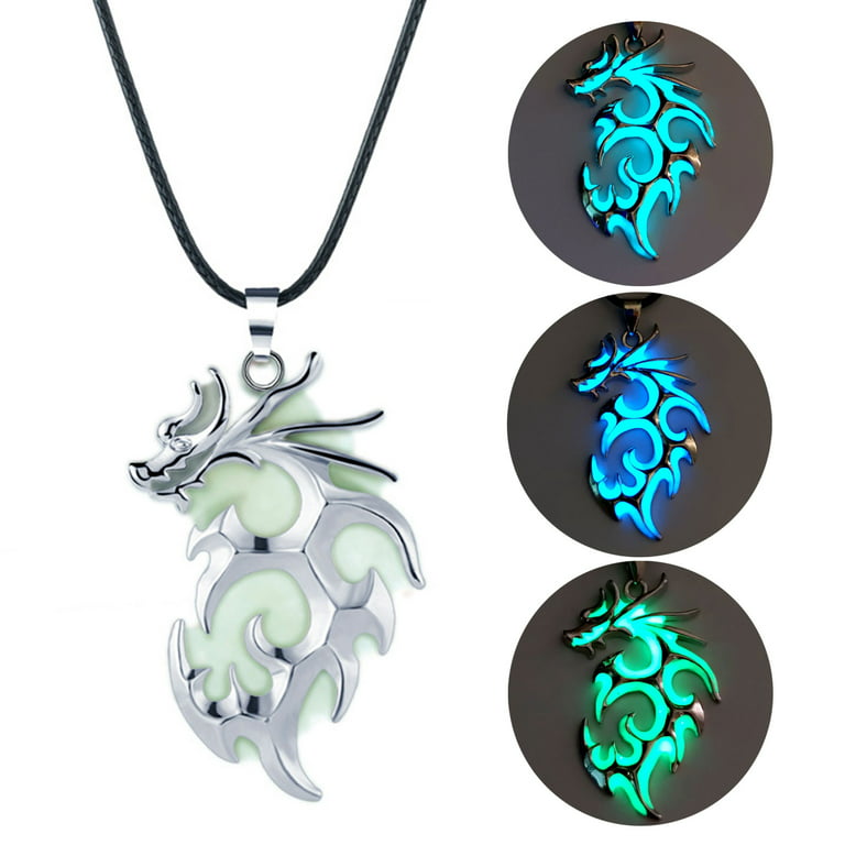 Glow Dragon Necklace, Glowing Crystal, Glow in the Dark Jewelry, Men's or  Women's, Sci Fi Jewelry, Unique Geek Gift for Dragon Lover 