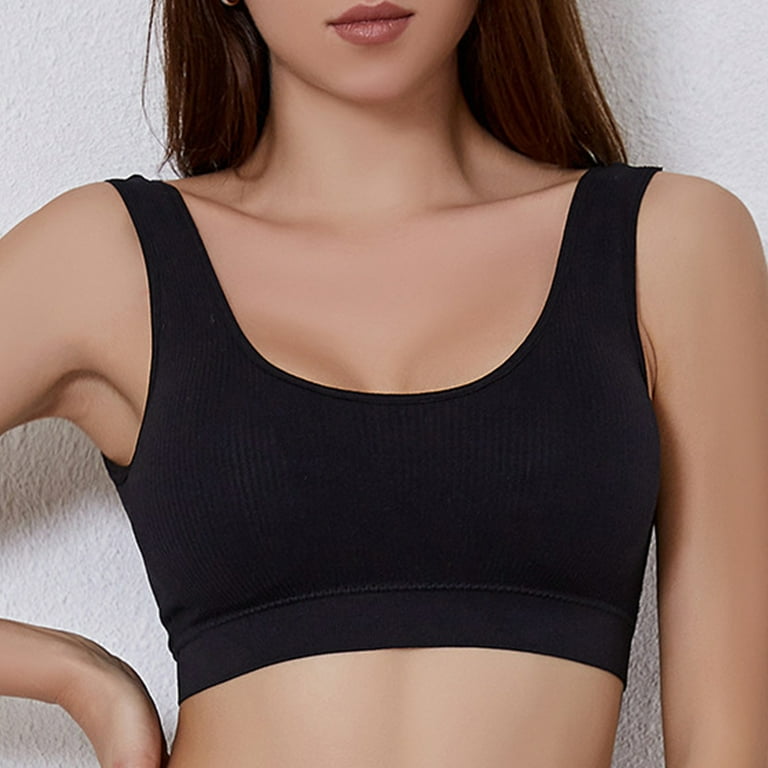 adviicd Sports Bras for Women High Support Large Bust Women's No Side  Effects Underarm-Smoothing Comfort Wireless Lightly Lined T-Shirt Bra Black