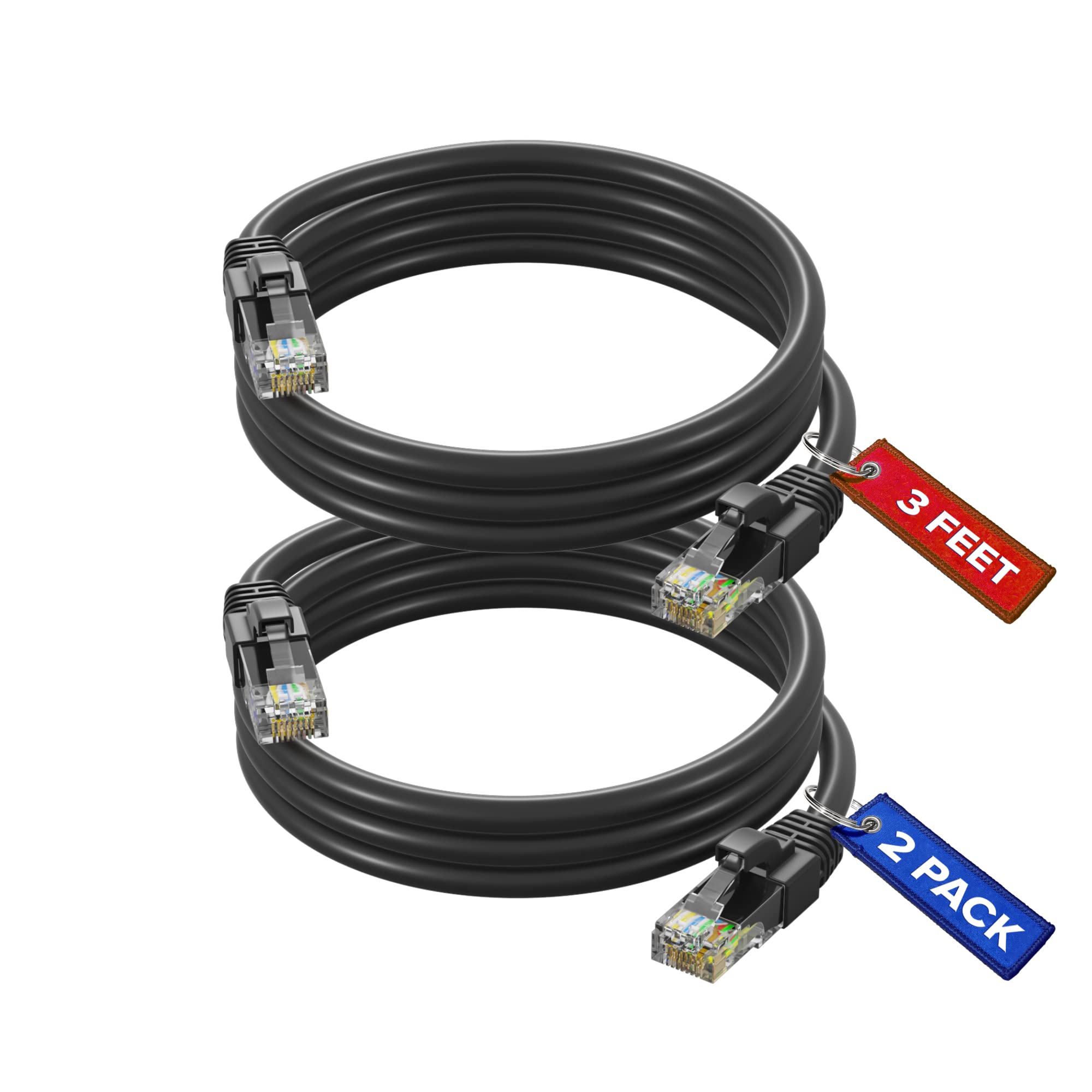 Cat 6 Cable 3Ft (2Pack) Short Cable, Patch Cables