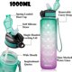 thumbnail image 2 of 1000ml Free Motivational Sports Jug With Time Marker Outdoor Fitness Mug Gradient Color Mug Outdoor Frosted Water Bottle, 2 of 5