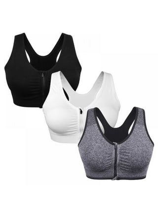 Valcatch Women's Zip Front Sports Bra Wireless High Support Post-Surgery Bra  Active Yoga Sports Bras,Regular & Plus Size S-5XL 