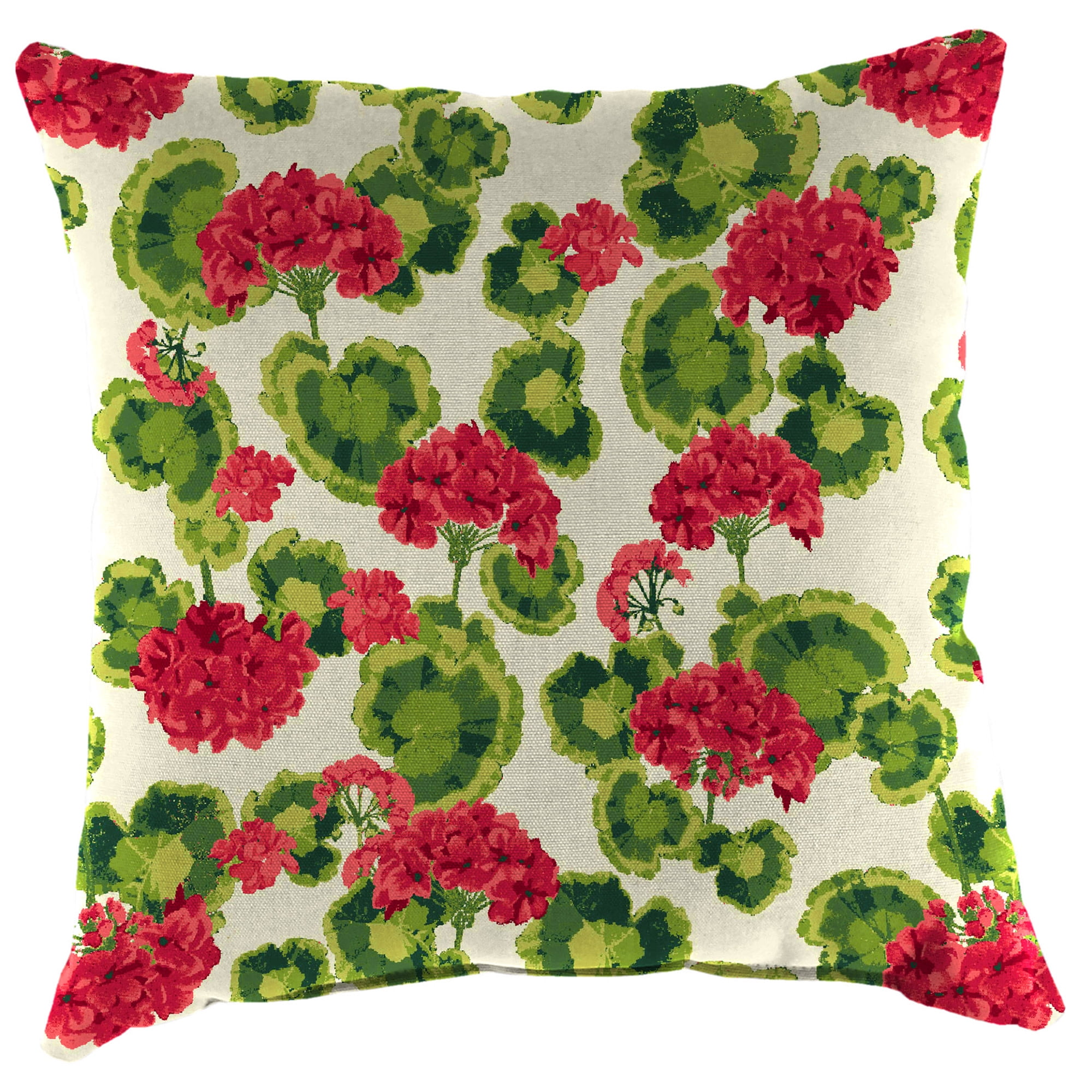 Jordan Manufacturing 22" x 22" Geranium Multicolor Floral Square Outdoor Throw Pillow (2 Pack)