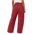 thumbnail image 7 of Nkmbld Womens Cotton Linen Pants Casual Button Elastic Waist Wide Leg Summer Trousers, 7 of 7