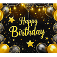 thumbnail image 4 of Black Gold Balloon Themed Happy Birthday Banner Backdrop Decoration Party Supplies for Birthday Party Photography Props Decor Background Celebrations, 4 of 7