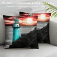 thumbnail image 3 of Chilfamy Sunset Ocean Lighthouse Pillow Covers for Couch Sofa Indoor Outdoor Pillow Case Pillowcase Zipper Closure 1PC 22x22in, 3 of 5