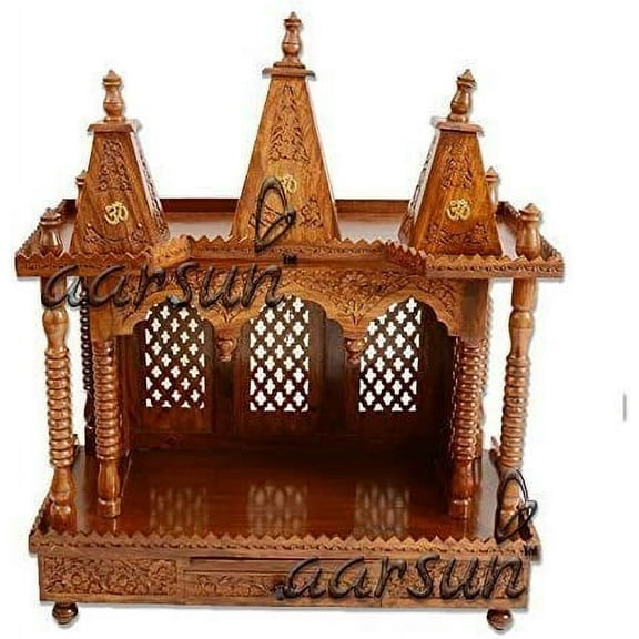Aarsun Wooden Temple Folding Home Mandir Open Floor Standing DIY