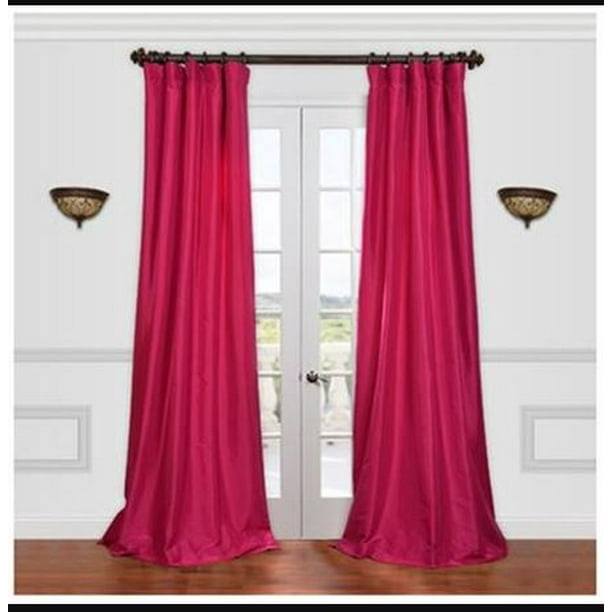 Exclusive Fabrics And Furnishings Solid Faux Silk Taffeta Single Curtain Panel 96 L By 50 W Inches Fuchsia Rose Pink Com Exclusive Fabrics And Furnishings Solid, Exclusive Fabrics Furnishing Faux Silk Taffeta Curtain Panel