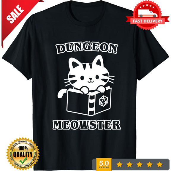 Womens Dungeons and Dragons T-Shirt - Dungeon Meowster Cat Shirt - Womens D And D TShirt - D&D Gifts For Women - Dungeon Master T-Shirt, LIMITED EDITION-TH66345