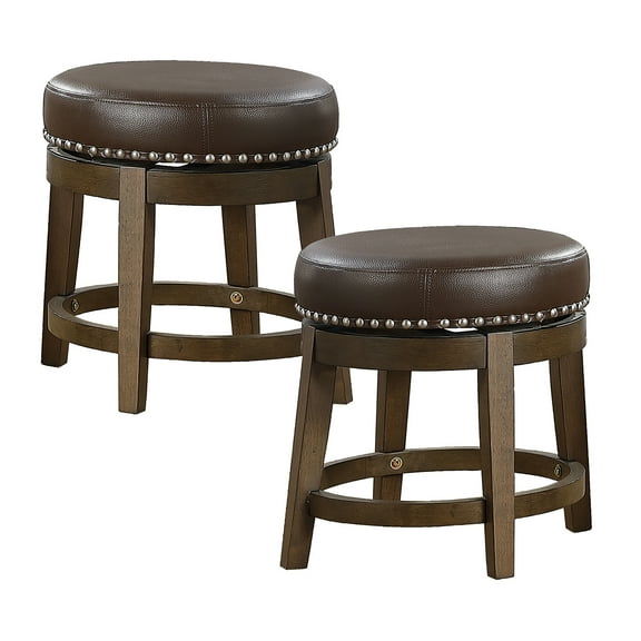 Lexicon Whitby 18 Inch Dining Height Round Swivel Seat Bar Stool, Brown (2 Pack)