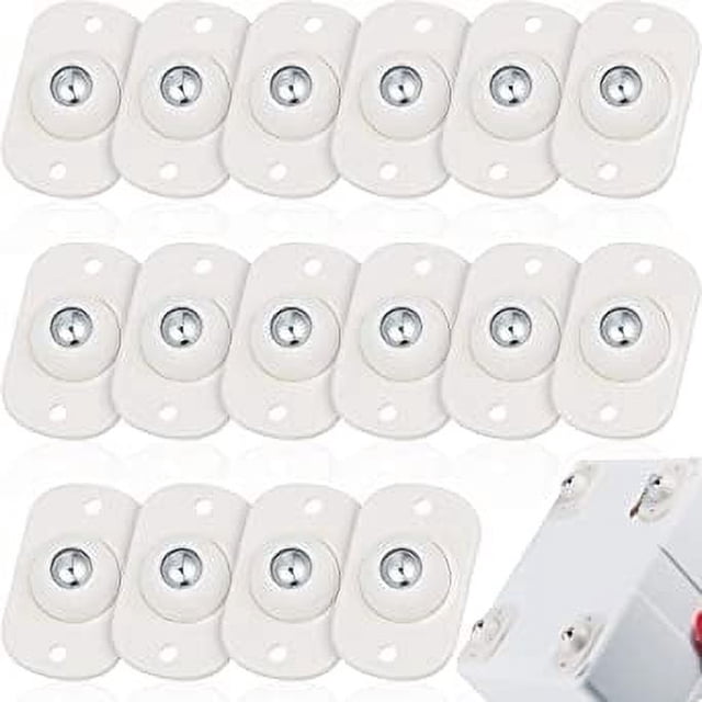 (16 piezas, blancas) Ruedas giratorias autoadhesivas, mini ruedas giratorias de acero inoxidable, rueda universal con rotación de 360 grados, polea adhesiva para contenedores y botellas