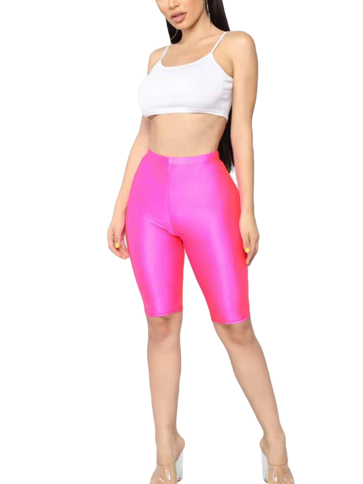 NewAsia Summer Shorts Women Casual Solid Biker Shorts High Waist Shorts Streetwear Fitness Gloss 