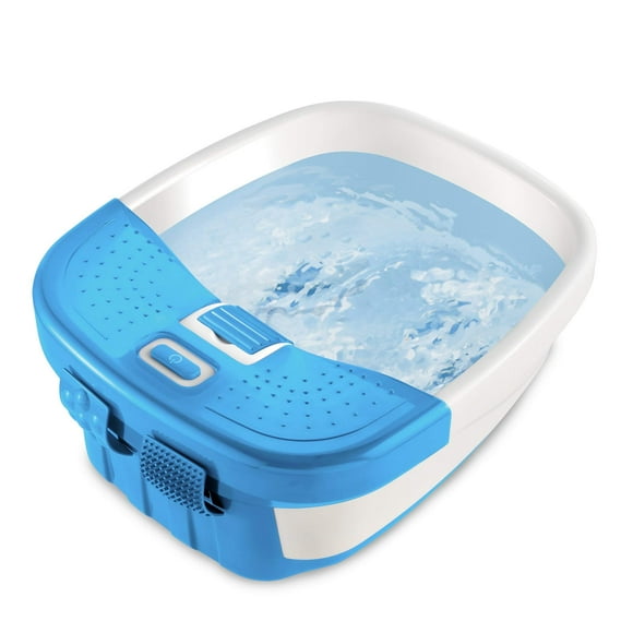Homedics Bubble Bliss Deluxe Foot Spa con arco de masaje de calor, 3 accesorios de acupresión, protector contra salpicaduras, nodos elevados crea burbujas, mejora la circulación, alivia los músculos c