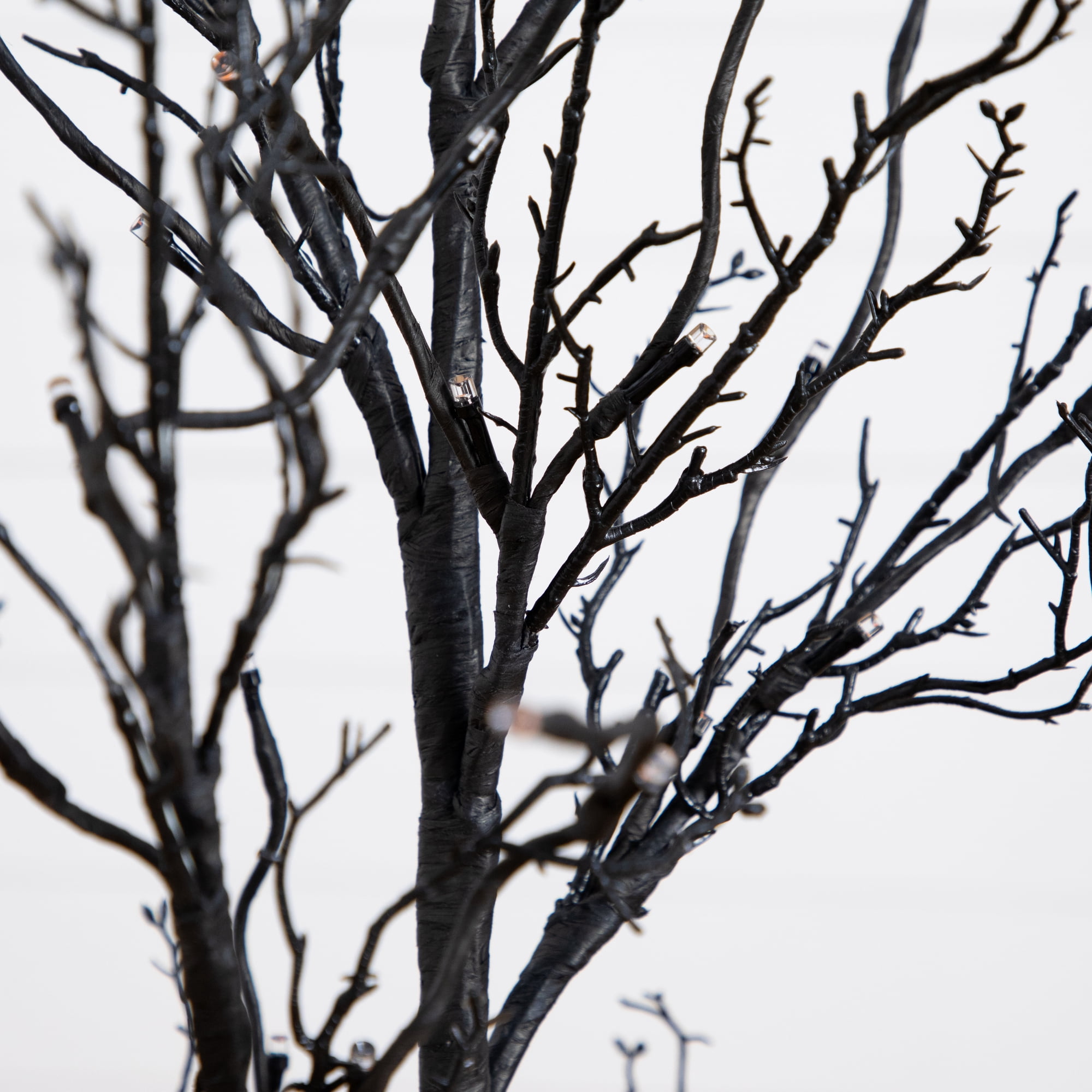 Nearly Natural 4ft. Pre-Lit Halloween Deluxe Black Twig Artificial Fall Tree with 81 Orange and Purple LED Lights