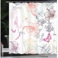 thumbnail image 4 of Ambesonne Dragonfly Shower Curtain, Hibiscus Moth Ornate, 69"Wx70"L, Multicolor, 4 of 5