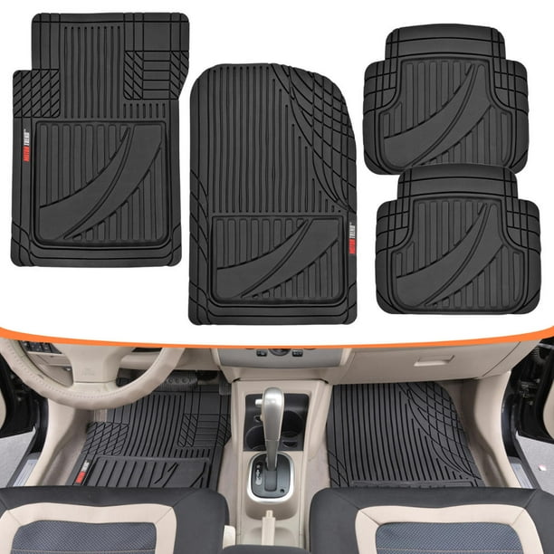 FlexTough Advanced Performance Mats 4pc HD Rubber Floor Mats for Car SUV Auto All Weather Plus