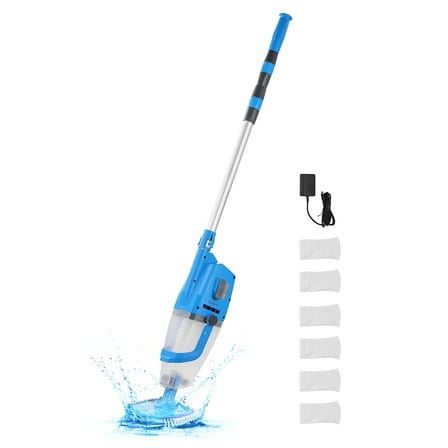 VEVOR Pool Vacuum, 26 GPM Handheld Cordless Hot Tub Vacuum with Extension Pole, for Deep Cleaning & Strong Suction, Rechargeable Pool Cleaner,Running up to 1Hour, for Above Ground/Inground Pool Spas