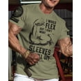 thumbnail image 2 of Gymish Don’t Want Sleeves to Fall Off Workout Shirt – Funny Gym T-Shirt for Men, Motivational Lifting Tee, Military Green with Sleeve Logo, Medium, 2 of 6