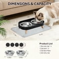 thumbnail image 4 of Elevated Cat Bowls with Food Mat, Splash Proof Anti Vomiting Raised Cat Food and Water Bowl Set, 2 Stainless Steel Dishes for Cats and Puppy, Pet Bowl for Indoor Cats White, 4 of 6