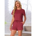 thumbnail image 2 of DARING DIVA Pajama Short Sleeve Top Shorts Loungewear Sleepwear Set XS Claret, 2 of 7