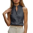 thumbnail image 6 of Women's Sleeveless Stand Collar Vest, Solid Color Sexy and Chic Casual Top, Breathable Tank for Everyday Leisure and Layering-Dark Gray, 6 of 8