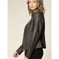 thumbnail image 4 of Made by Johnny Women's Dressy Vegan Leather Biker Jacket L COFFEE, 4 of 6